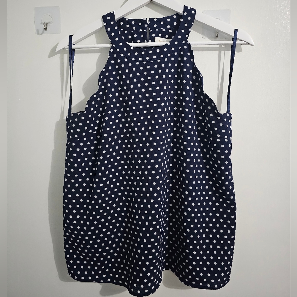 MONTEAU BLUE POLKA DOT TOP Medium